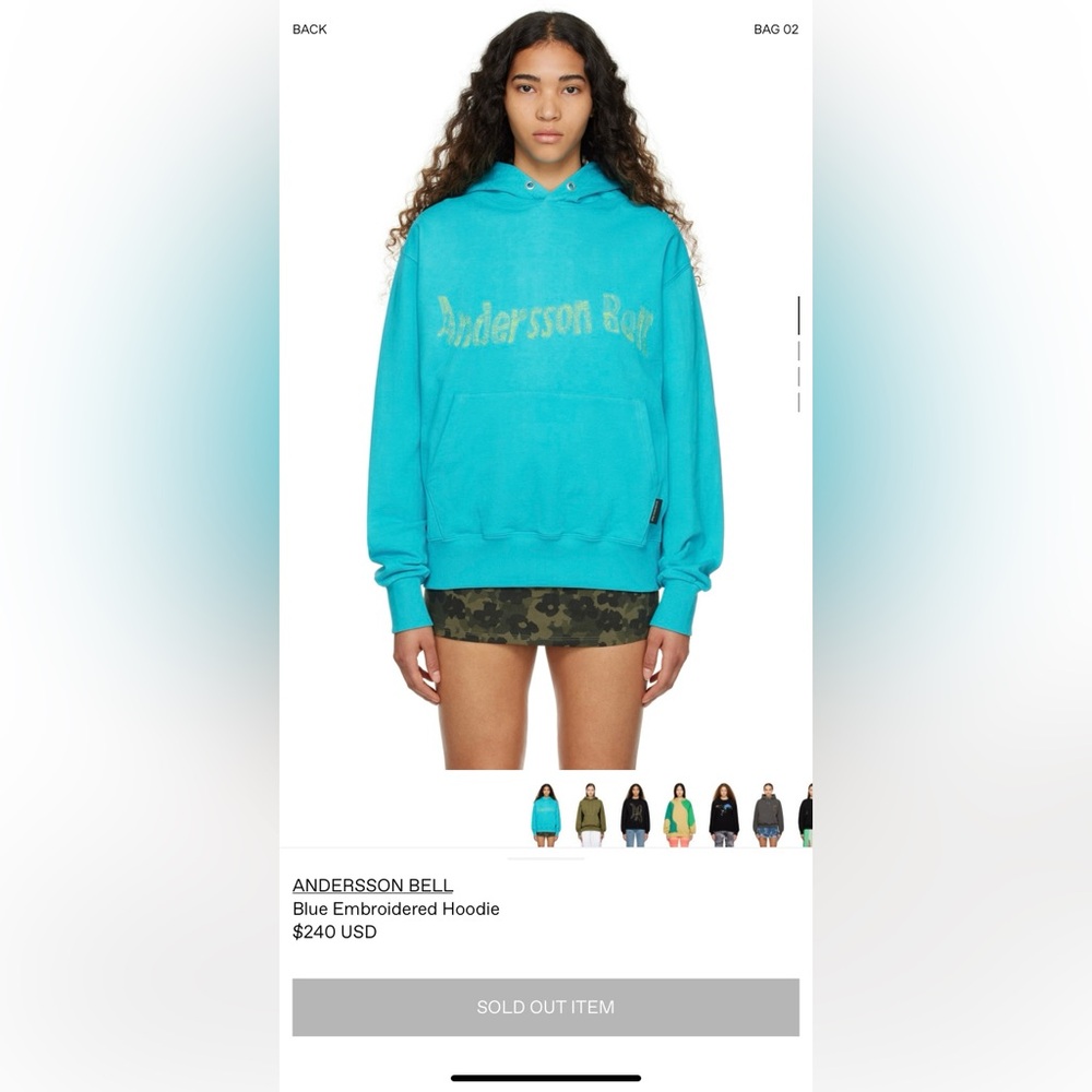 Andersson Bell blue embroidered hoodie